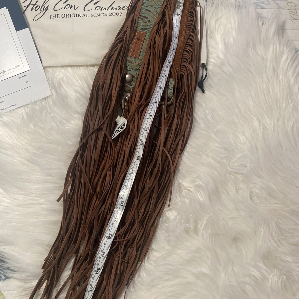 Holy Cow Couture woman’s Fringe Crossbody strap One Size Brown Teal - Picture 4 of 5
